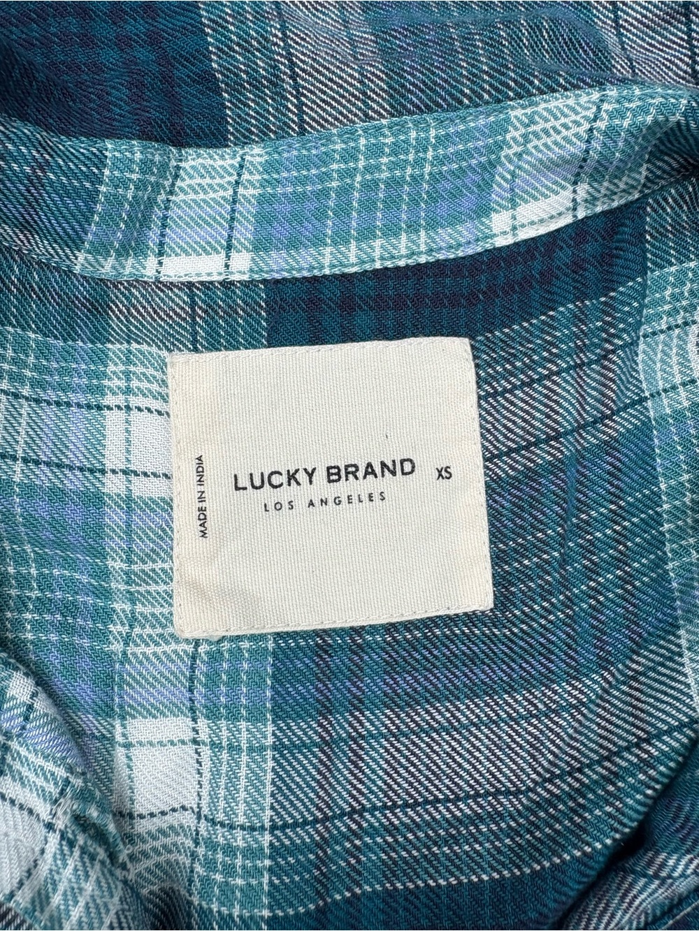 Lucky Brand Teal Plaid Button-Up Shirt